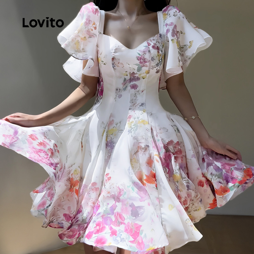 Detalhes do Lovito Refine Vestido Casual Feminino Primavera/Verão L143ED594