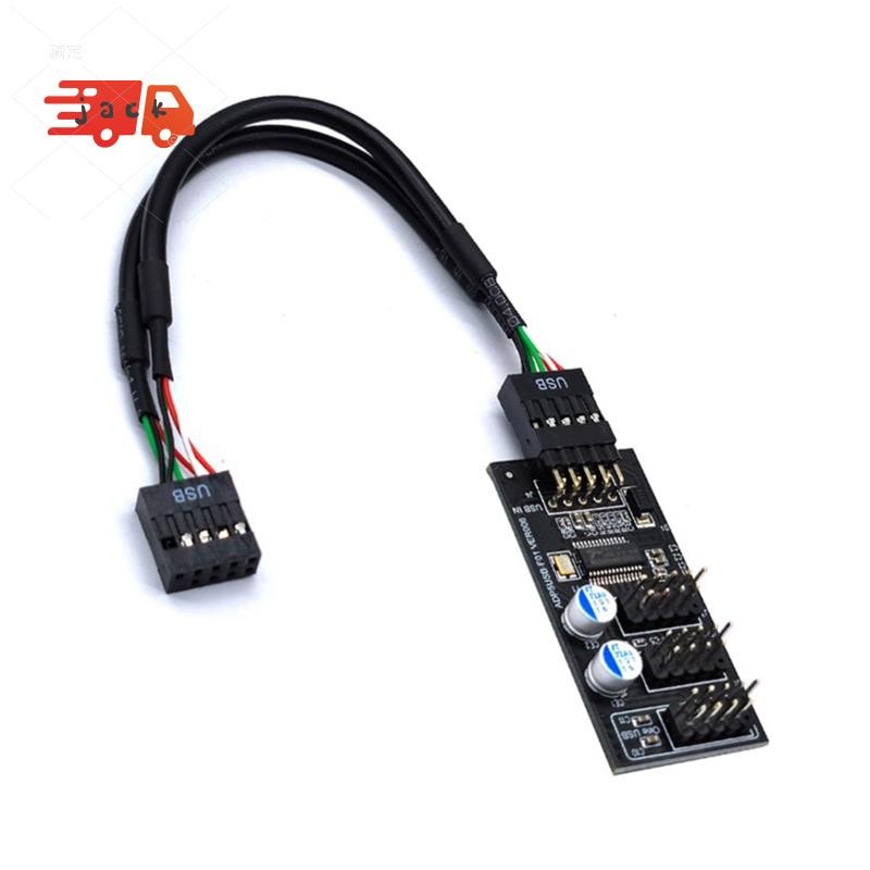 Conector De Hub USB De 9 Pinos Divisor 1 A 3 USB2.0 Cabo De Placa De Cabeçalho Para Resfriamento De Água Teste De Veloci