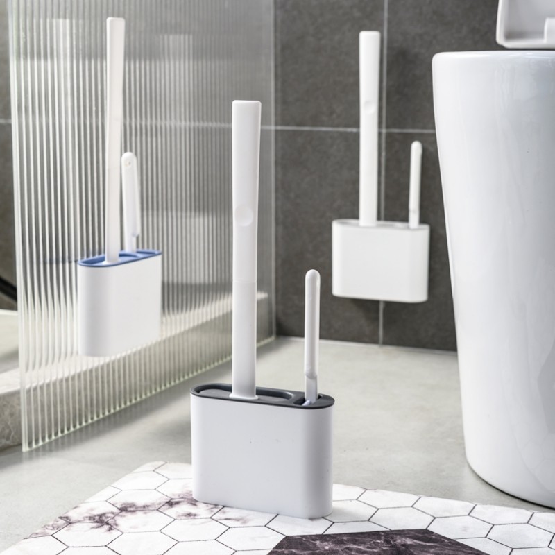 2 EM 1 Escova de Silicone para Vaso Sanitário - Base de Banheiro Privada, Alta Eficiência