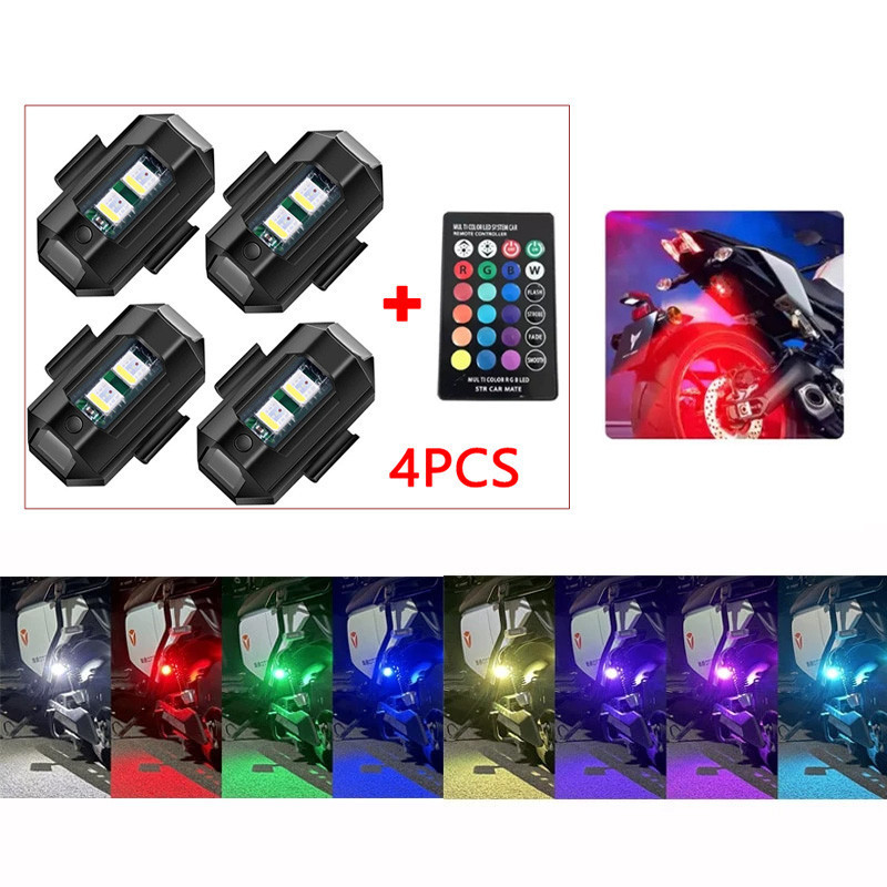 4pcs 7cores Luzes De Advertência LED Estroboscópicas Controladas Remotamente Para Bicicletas Motocicletas Carros em Oferta na Shopee