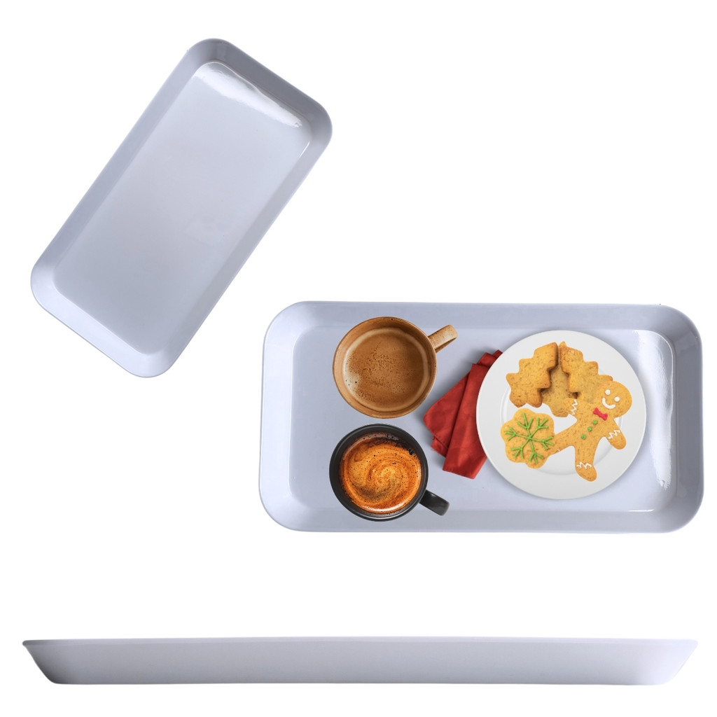 Travessa Bandeja Retangular Prato Melamina 31cm Branco