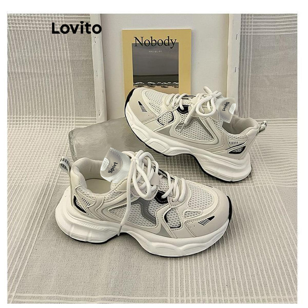 (Trendy) Lovito Casual Tênis Combina com Tudo para Outono e Inverno LFA40382 em Oferta na Shopee