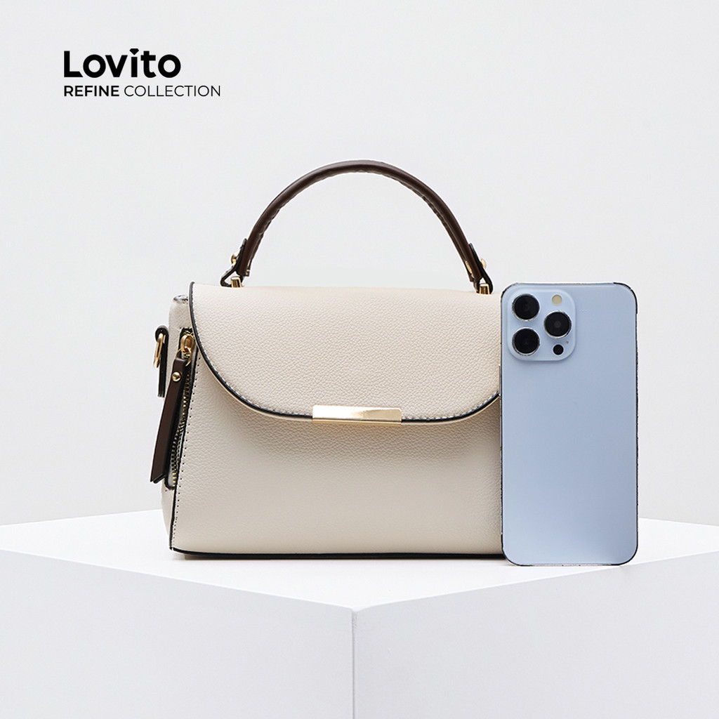 (Trendy) (Lovito Refine) Casual liso pequeno quadrado Bolsa feminina LFAR9075 em Oferta na Shopee