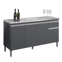Balcão De Pia Tatiane 145 Cm Cinza Fosco