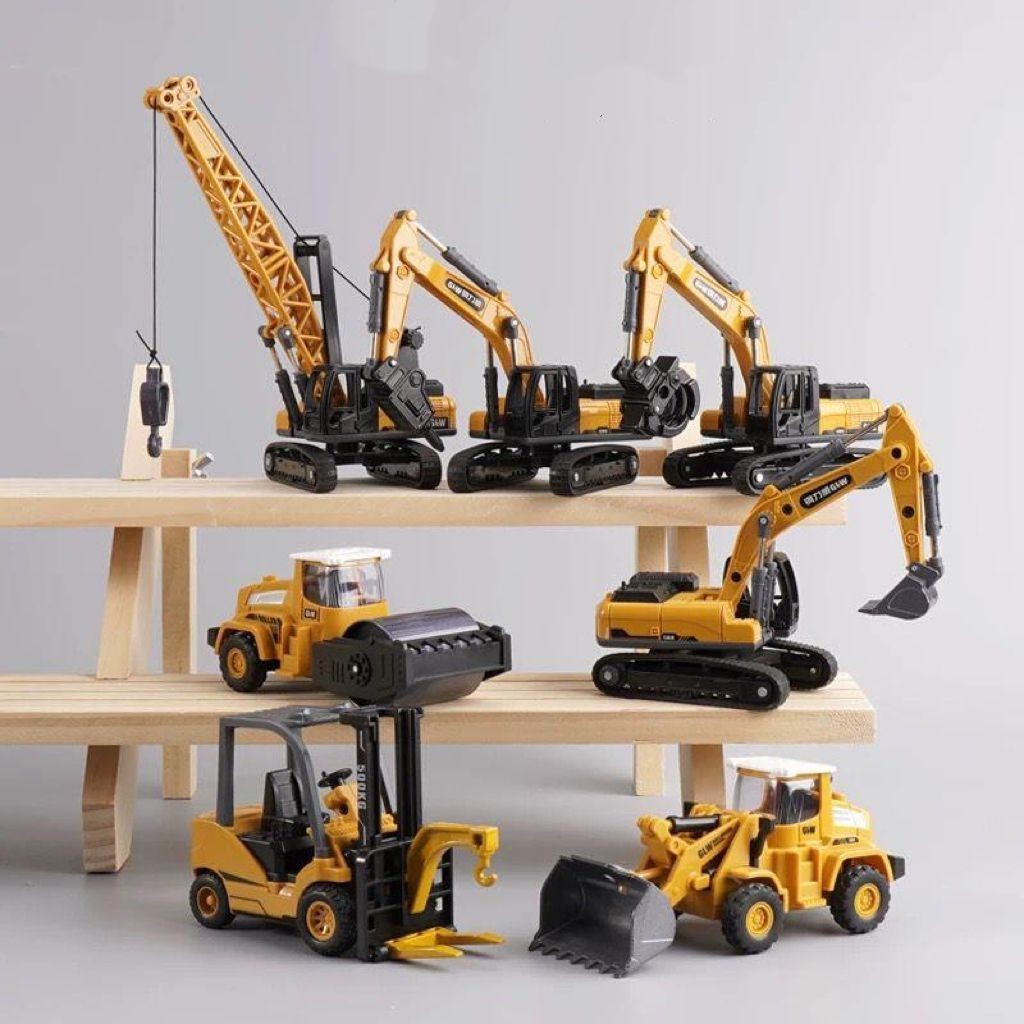 kit 7 escavadeiras miniatura escala 1:70