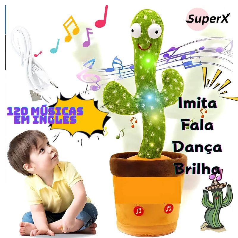 Cacto que Dança e Fala | Repete Vozes + Toca Músicas | Brinquedo Educativo Infantil em Oferta na Shopee