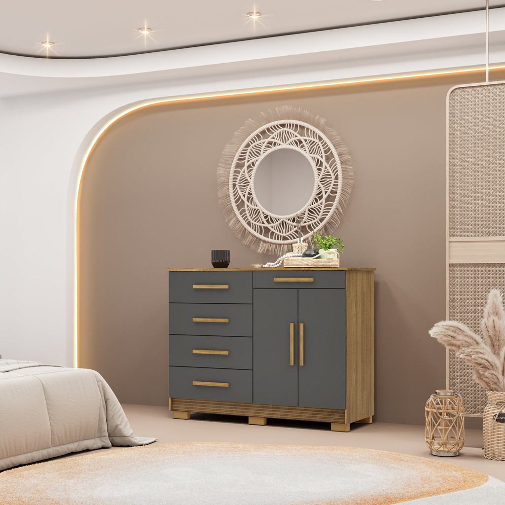 Cômoda Sapateira 5 Gavetas 2 Portas Cannes - Home & Living