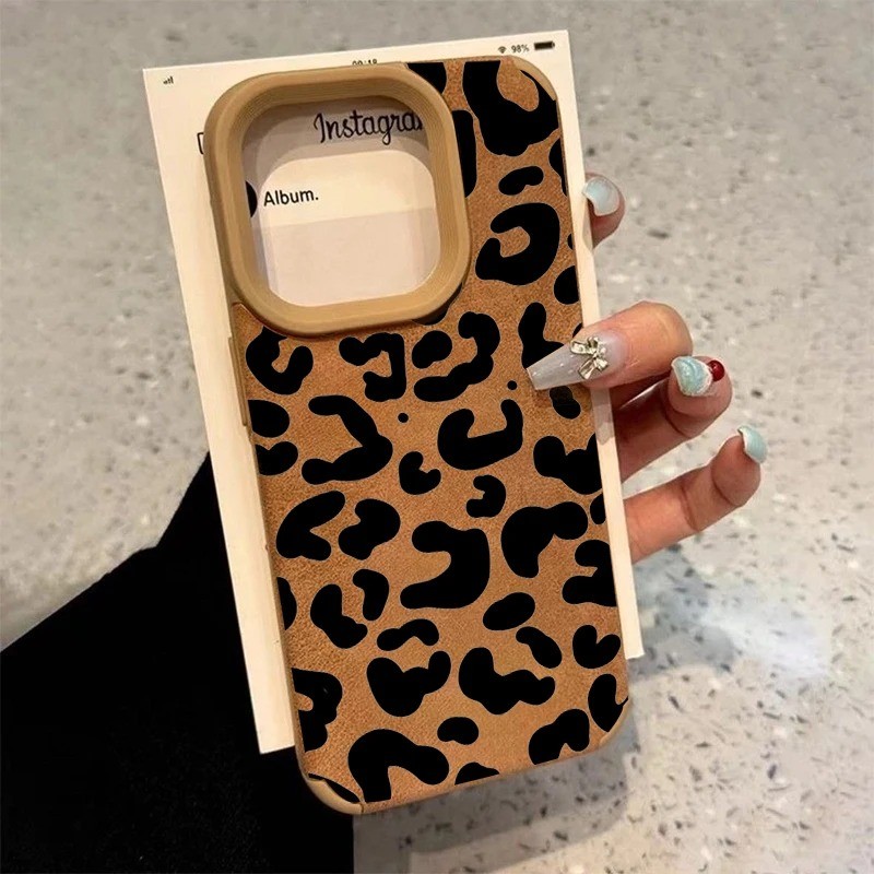 Capa De Telefone Com Estampa De Leopardo Vintage Para iPhone 16 15 14 13 12 11 Pro Max Plus XR XS Textura De Couro Fofa em Oferta na Shopee