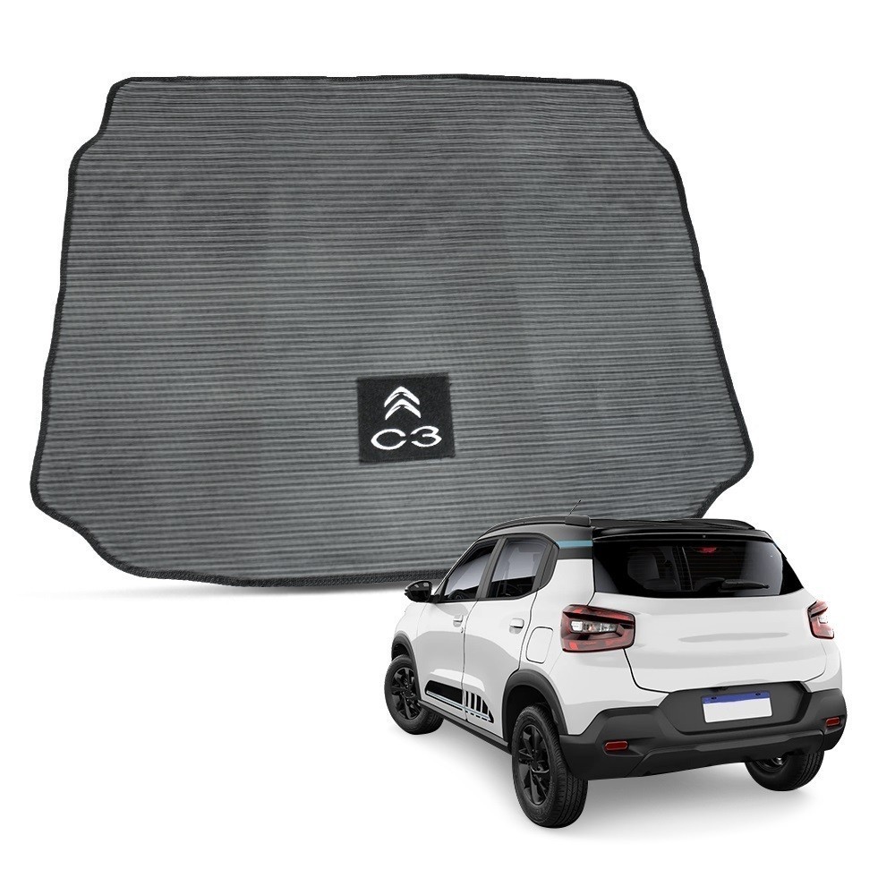 Tapete Porta Malas Citroen C3 2022 a 2025 Borracha Impermeável Molde na Medida do Carro.
