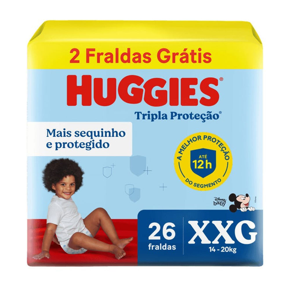 Fralda Descartável Huggies Tripla Proteção Meguinha XXG - 26 Tiras - Mom & Baby