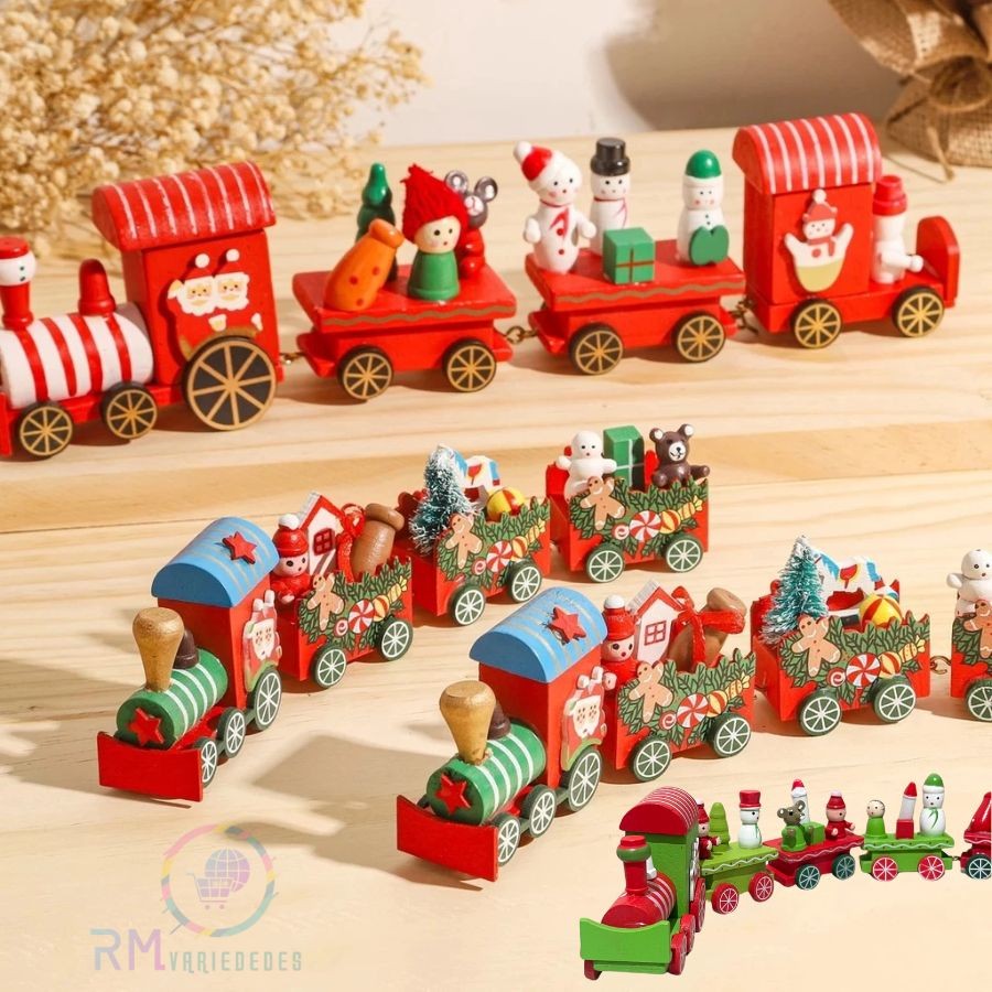 Trem De Madeira Feliz Natal Ornamento Brinquedo Para Casa Papai Noel Ano Novo Decoração Presente