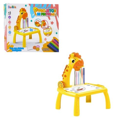 Lousa Mágica Infantil Projetor Mesa Educativa Girafa Amarela Desenho Criativo
