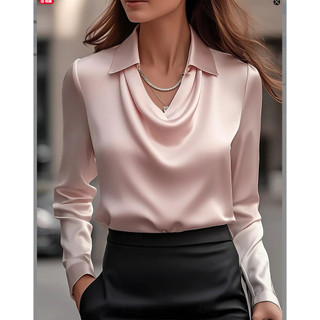 2025 Blusa Feminina Elegante Nova Camisa De Cetim Vintage Blusas E Camisas De Manga Comprida Elegantes Tops Femininos Vi