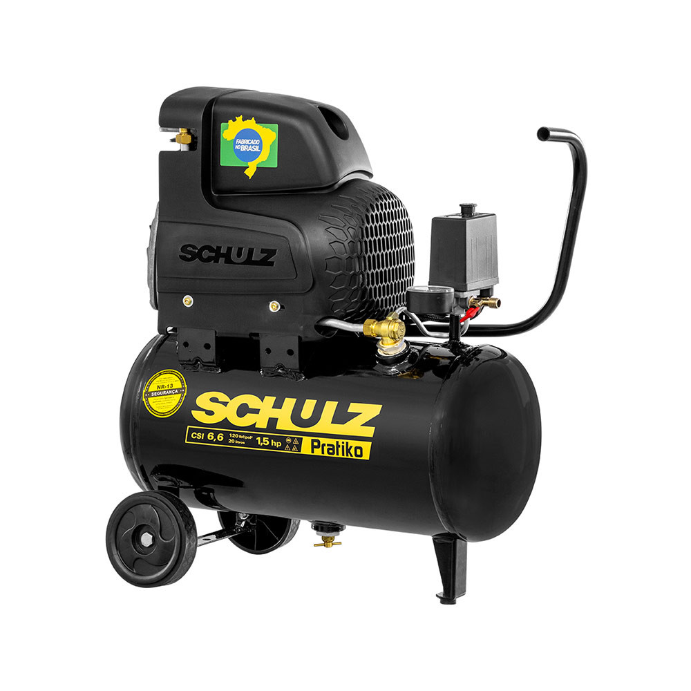 Motocompressor de Ar Monofásico 1,5CV Pratiko CSI 6,6/20 Schulz 110V em Oferta na Shopee