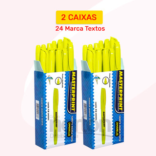 Kit 2 Caixas Marca Texto Masterprint Neon Grifa Texto Caixa com 12 Unidades