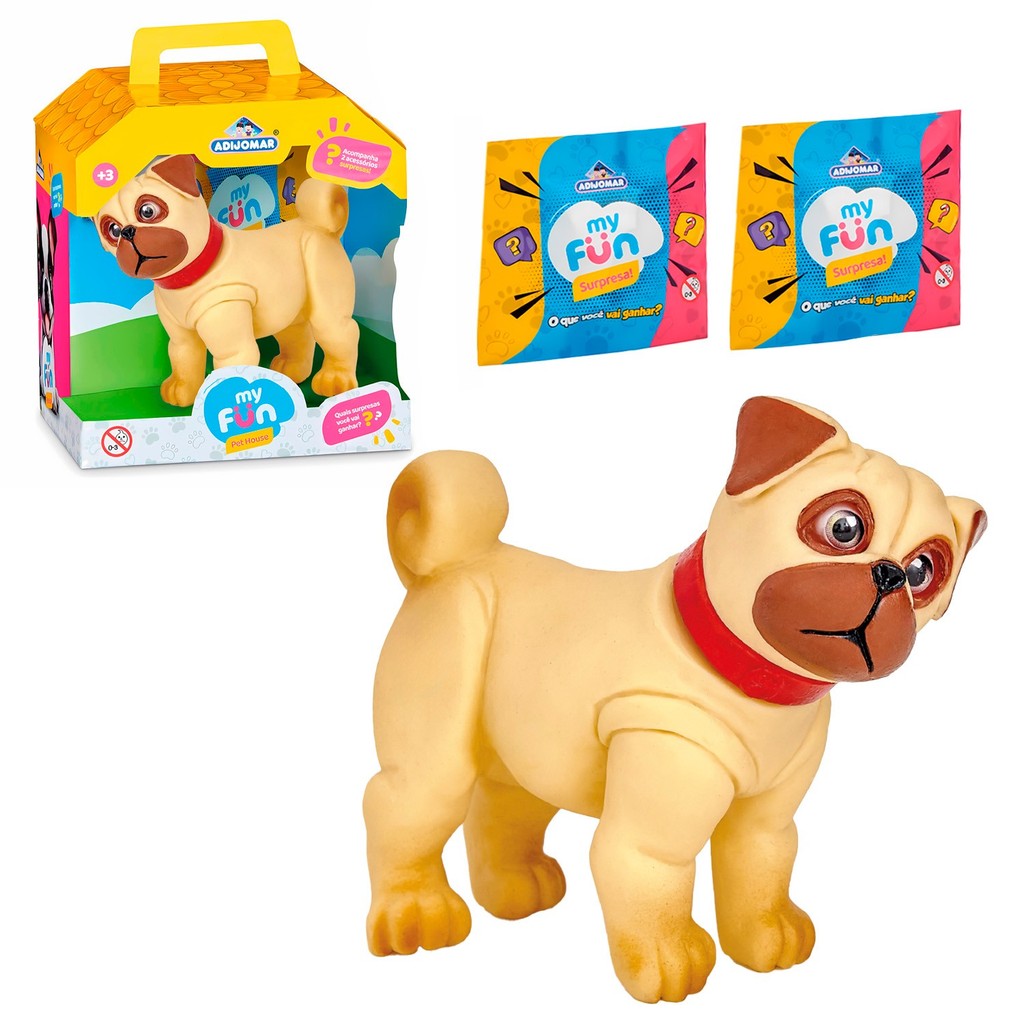 Brinquedo Pet My Fun Cachorro Pug Na Casinha Colecionável E Itens Surpresa Misteriosos - Adijomar
