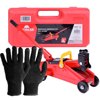 Kit Mecânico Profissional Macaco Hidráulico Jacaré 2T Eleva Car + Luva Pigmentada Antiderrapante em Oferta na Shopee