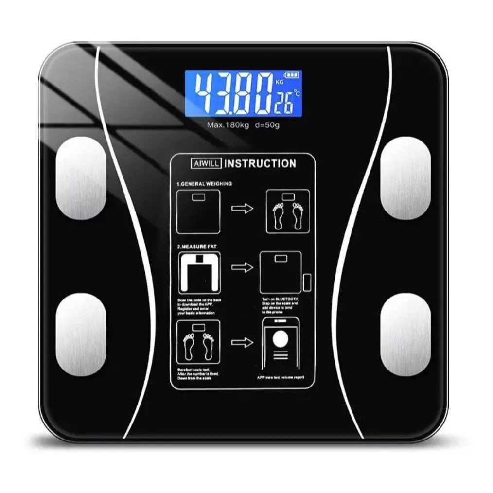 Balança Bioimpedancia Digital Bluetooth Corporal até 180kg Resultado Pelo Celular