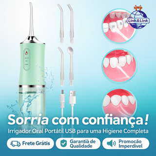 Irrigador Bucal Elétrico Oral Limpeza Portátil USB com Jato e Recarregável Para família ou viagem em Oferta na Shopee