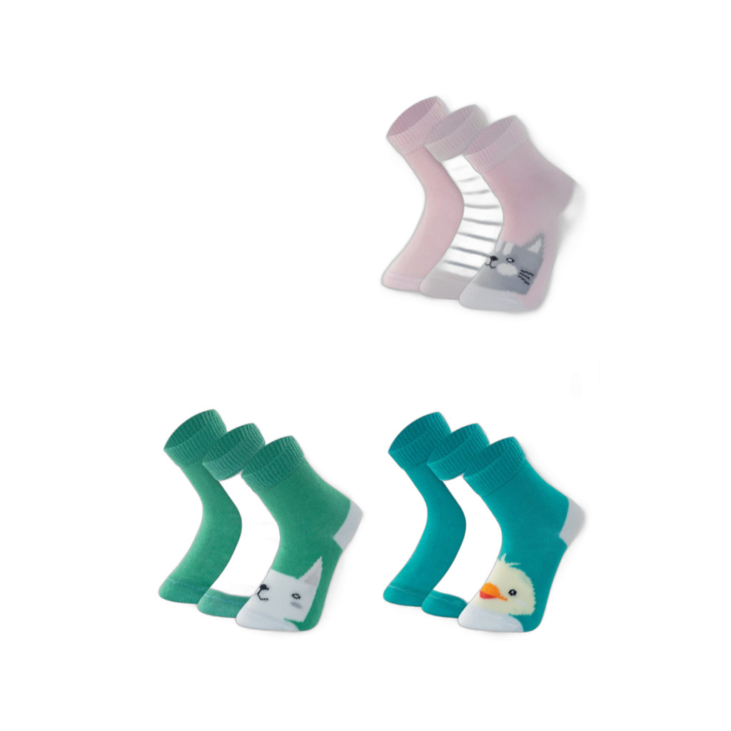 Kit 3 Pares Meias Cano Médio Bebê Mash Ref:202.07