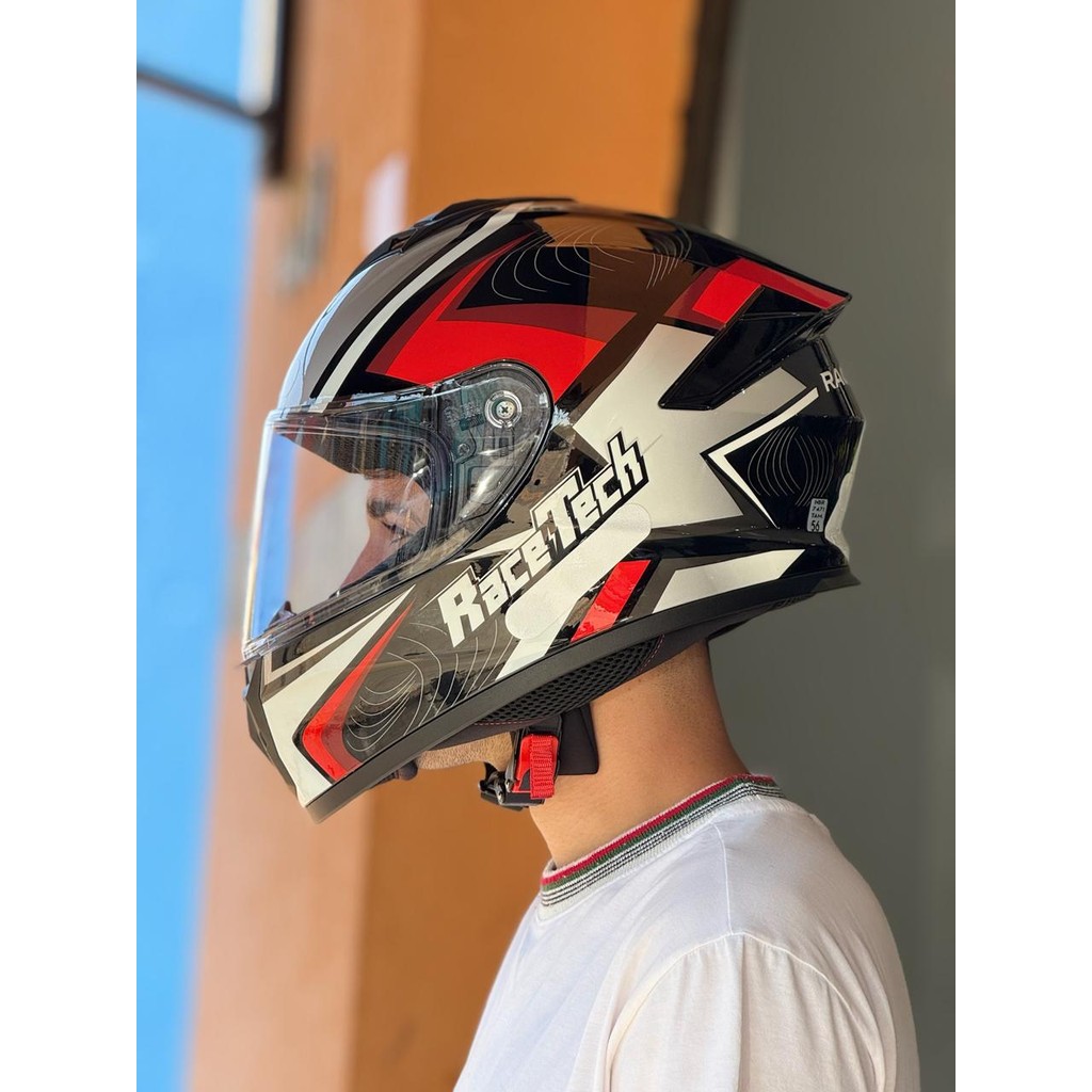 CAPACETE RACE TECH HIT DRAW PRETO E PRATA