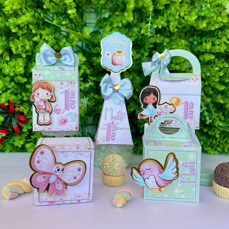 Kit Pegue e Monte – Caixinhas Personalizadas Lembrancinhas Festa Infantil - Aniversário - jardim encantado