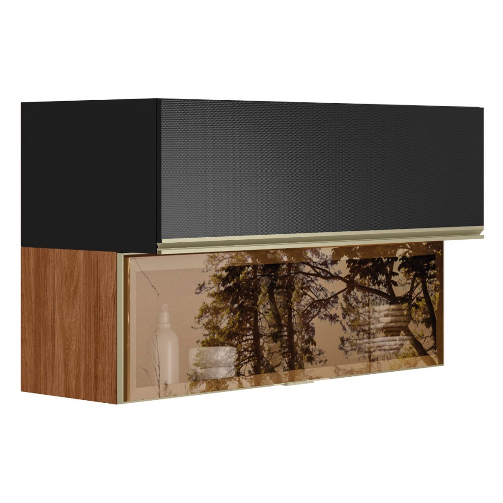 Armário Aéreo Cozinha 120 Cm Proença 2 Portas 100% Mdf Com Vidro - Demóbile