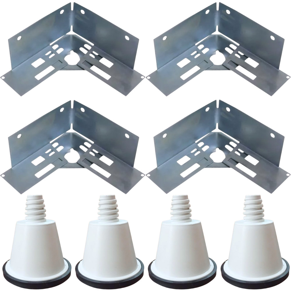 Kit 4 Salva Gabinete + Jogo de Pés Brancos para Lavadora Mondial