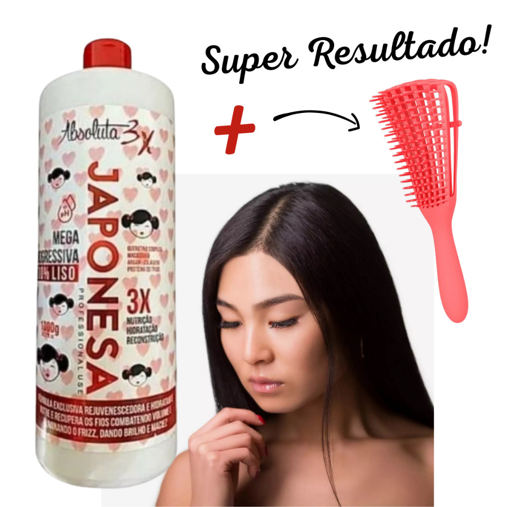 Escova Progressiva Japonesa 1L Original Absoluta 3x 100% Liso Extremo + Escova Polvo em Oferta na Shopee