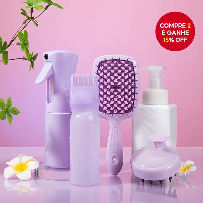 Conjunto De Cuidados Capilares De 4 Peças : Pente De Cabelo + Frasco De Spray De Alta Pressão De 200 Ml Tintura Oco
