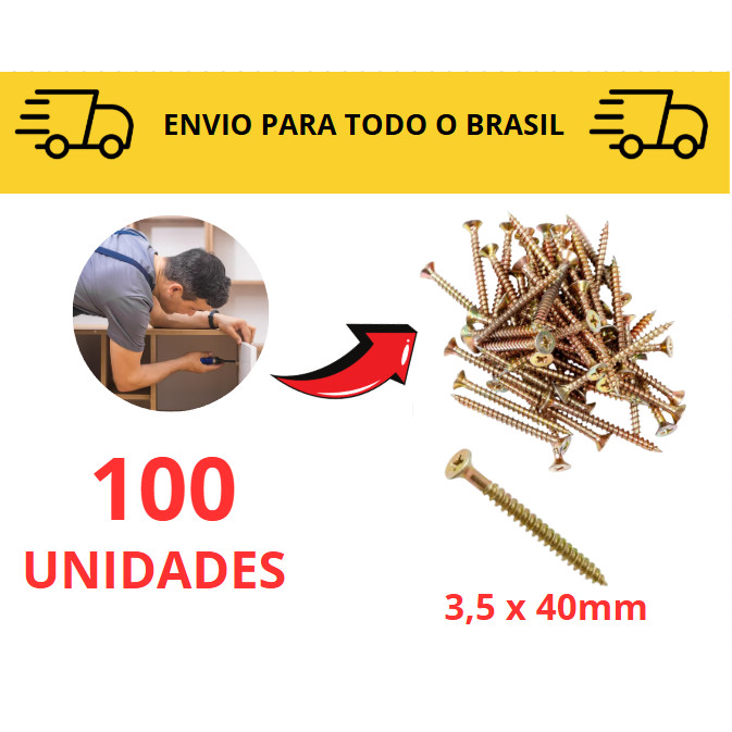 Kit 10 a 100 unidades Parafuso para Madeira 4cm Chipboard / Philips/ Parafusos / parafuso estrela