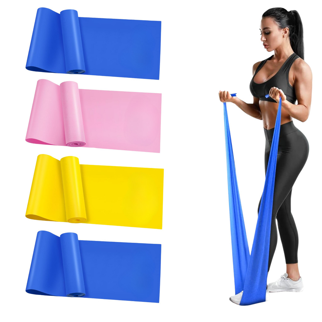 4 Thera Band Faixa Elástica 1,5 Metro Para Exercícios Multifuncionais Fisioterapia Pilates