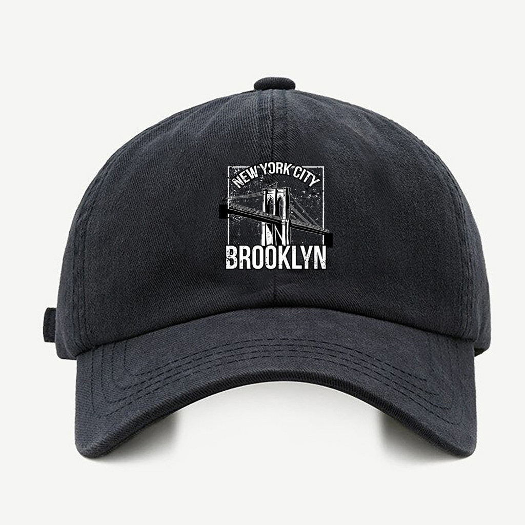 Bone baseball masculino preto Ponte Do BrooklynCom regualgem cores bege e branco