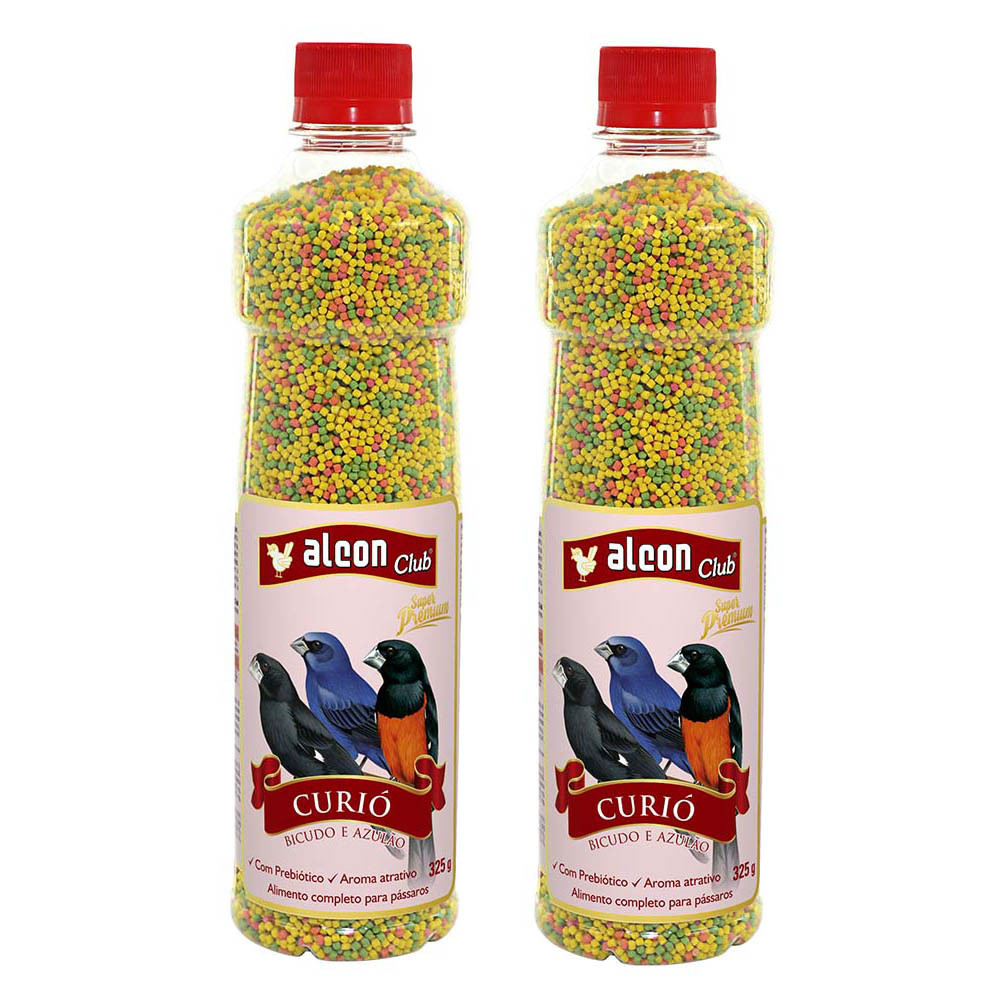 Kit 2 Alcon Club Curió 325g Ração Extrusada Bicudo Azulão Alimento Passeriformes Completo Balanceado
