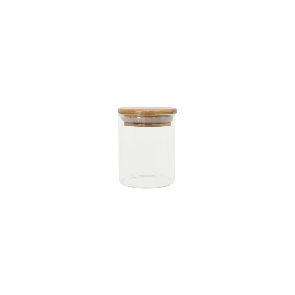 Pote Hermético de Vidro 200ml com Tampa de Bambu Porta Mantimentos Redondo Oikos