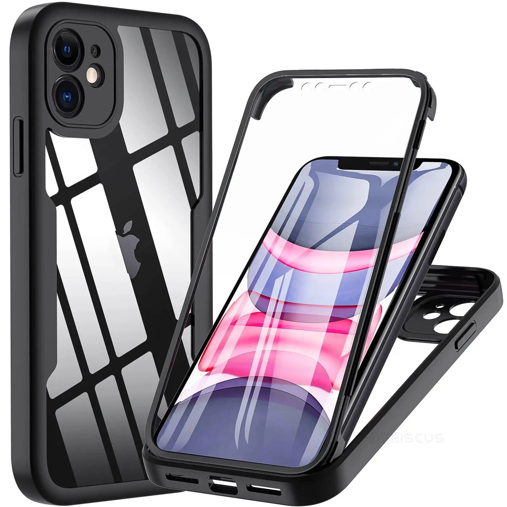 Para Iphone 16 15 14 13 11 12 Pro Max 7 8 Plus X XR Xs SE 2020/2022 360 ° Capa Completa Transparente