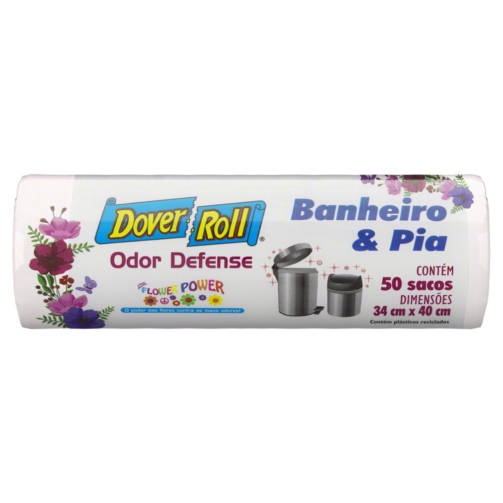 Saco P/ Lixo Pia E Banheiro Flower Power Dover Roll Odor Defense 50Un em Oferta na Shopee
