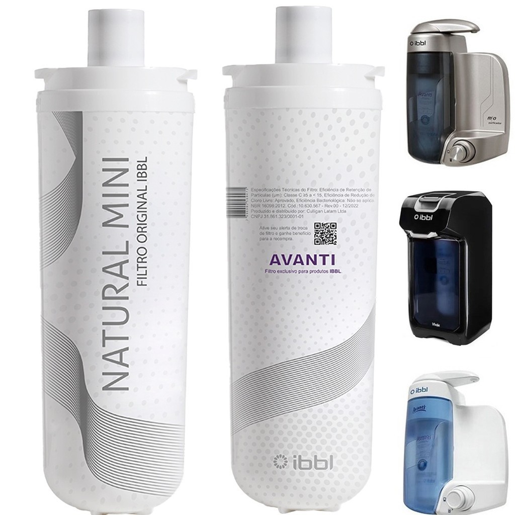 Kit 2 Refis Natural Mini Avanti e Mio Filtro Para Purificador Água IBBL Refil Original