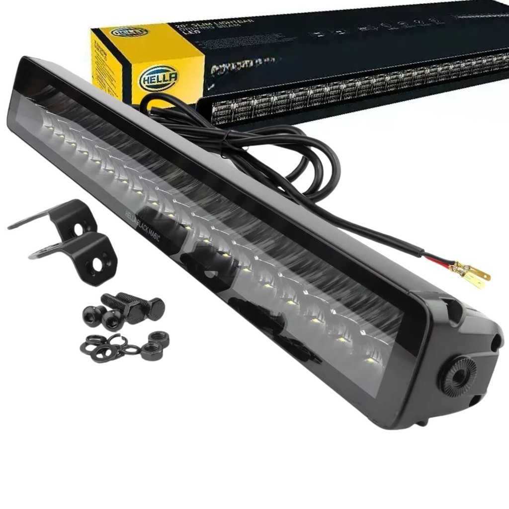 Farol Auxiliar Barra Led Automotiva Dupla 21,5" Pol 55 cm Hella Black Magic 12V 24V 15000lm
