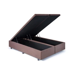 Base Box Baú Casal Bipartido 138x188x42cm Suede Marrom