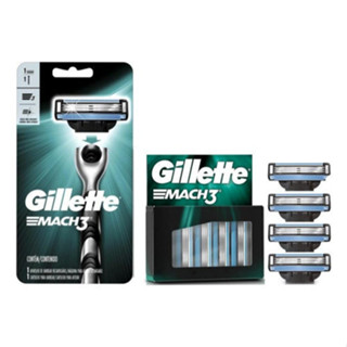Kit Aparelho Gillette Mach 3 + 4 Cargas em Oferta na Shopee
