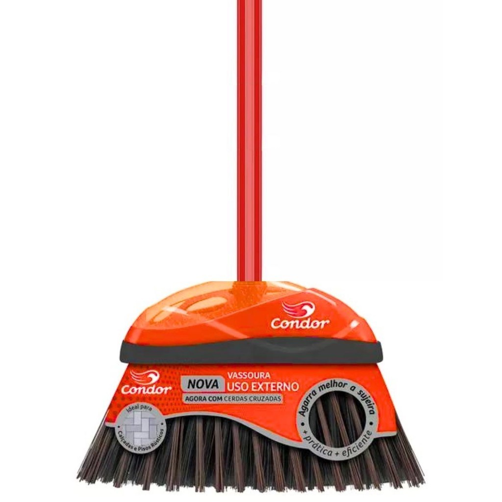 Vassoura Piaçava Cerdas Cruzadas Firmes Multiuso Resistente V-52 Com Cabo Qualidade Condor em Oferta na Shopee