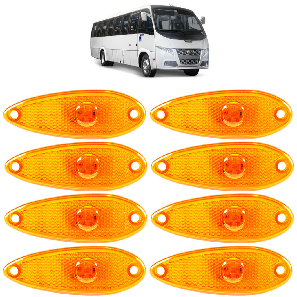 KIT 8 Lanterna Lateral Ônibus Peixinho 1LED BIVOLT AM