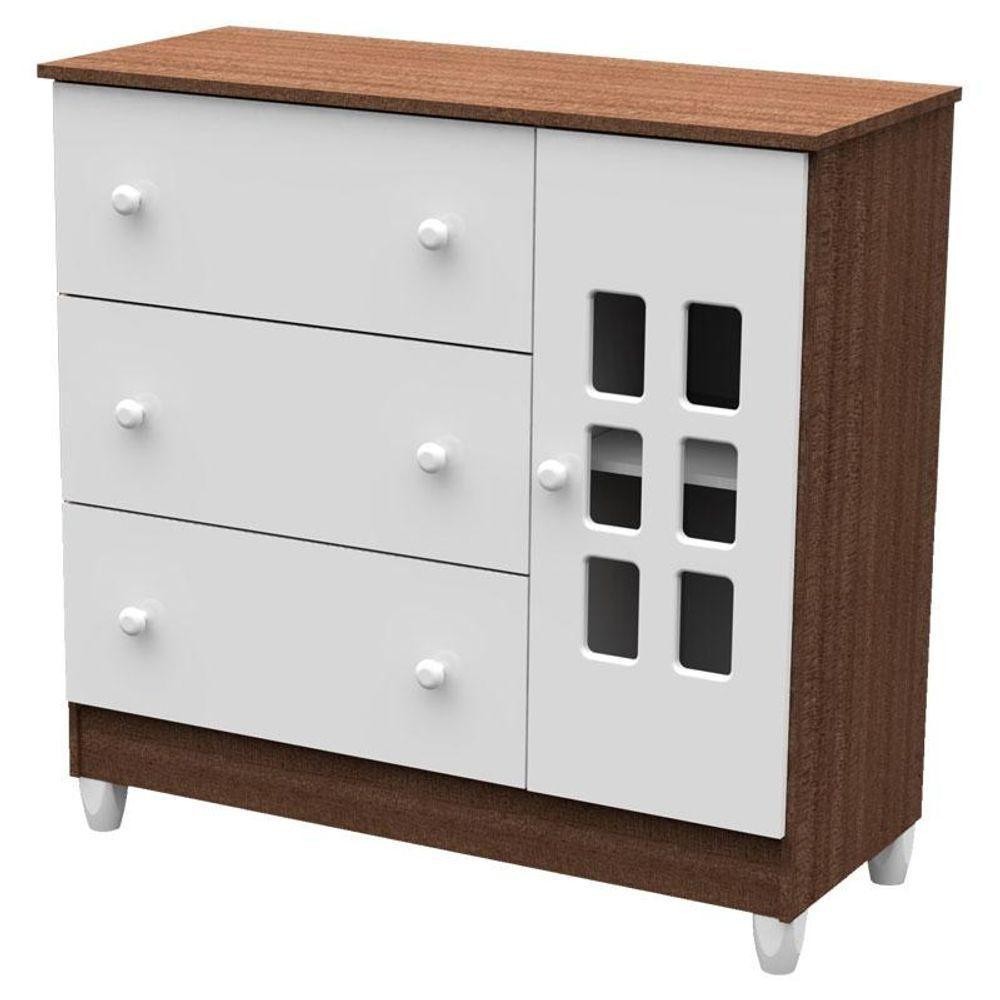 Cômoda Infantil Com Porta Mariah Branco Acetinado Amadeirado - Carolina em Oferta na Shopee