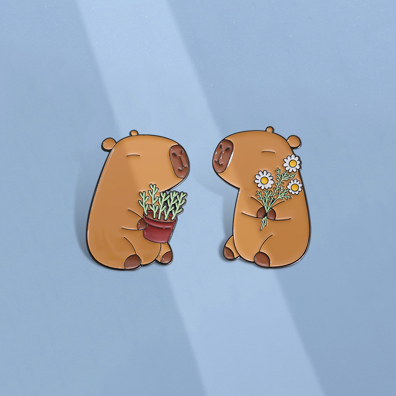 Bonitos Alfinetes Capybara Broche Cartoon Engraçado Cappy Animais Metal Lapela Crachás Jóias Presente Para Crianças