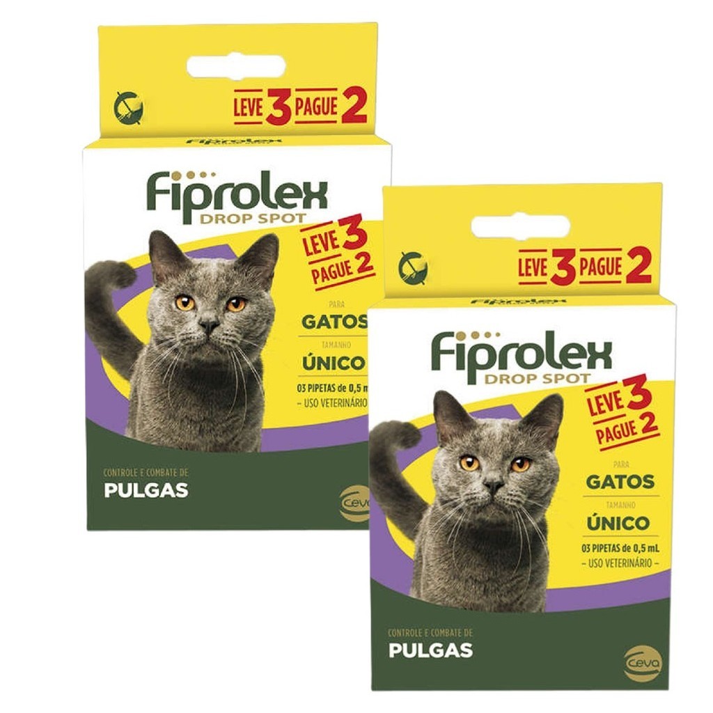Kit 2 Antipulgas Ceva Fiprolex Drop Spot para Gatos de 0,5 mL - Leve 3 Pague 2 - Pets