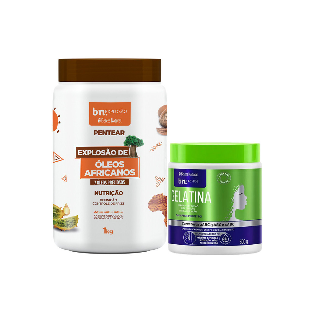 Creme de Pentear Explosão de Óleos Africanos + Gelatina 500g em Oferta na Shopee