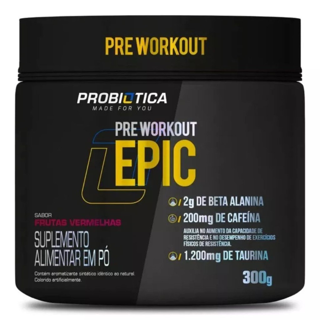 Pré Treino Epic Sabor Frt. Ver. Em Pote De 300g - Probiotica - Health