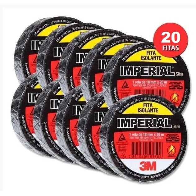 Kit 20 Fita Isolante 3M Imperial 18MM X 20M em Oferta na Shopee