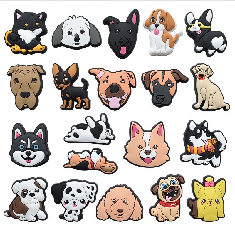 Desenhos animados Cute Dog PVC Encantos Pinos Acessórios de Sapato Fivela Sandálias Chinelos Decoração Para Presentes em Oferta na Shopee